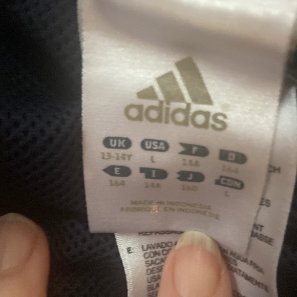 Kid Essentials Blue Adidas water/wind resistant track pants. - Picture 3 of 8